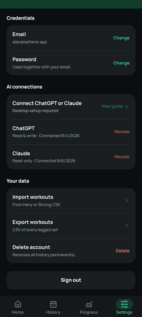 Open Import workouts in the Account settings.